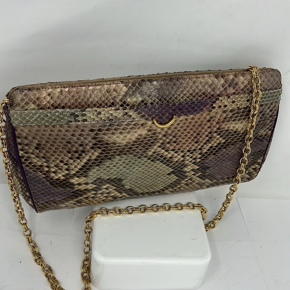 Supreme Python Snakeskin Multi Color Clutch Shoul… - image 3